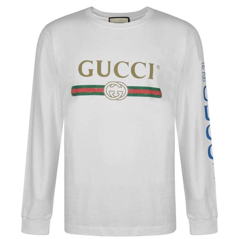 gucci white long sleeve shirt|gucci long sleeve shirt men's.